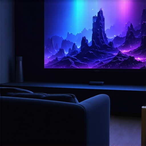 Modern home theater with advanced AI-powered LED synchronization and ambient lighting
