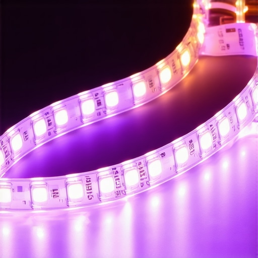 Close-up of vibrant micro-LED strip lighting highlighting color and detail
