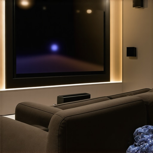 Home theater with professional calibration tools and adaptive LED lighting