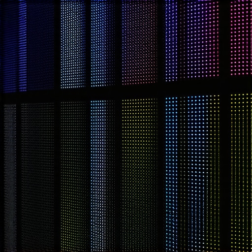 Close-up of micro-LED and quantum dot LED panels showcasing vibrant cinematic colors in a home theater