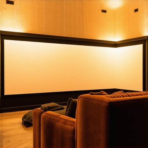 Home theater setup with diffused LED lighting for even illumination