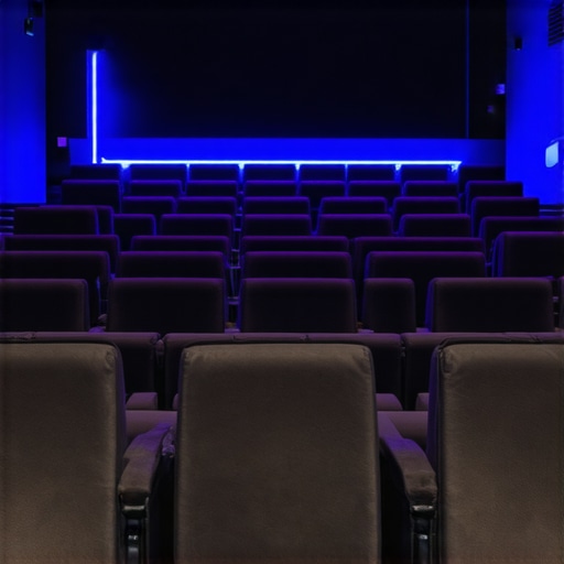 Modern home theater with synchronized LED strips and layered ambient lighting