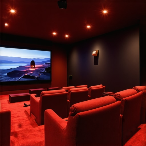 Advanced home theater system featuring customizable LED ambient lights synced with movies.