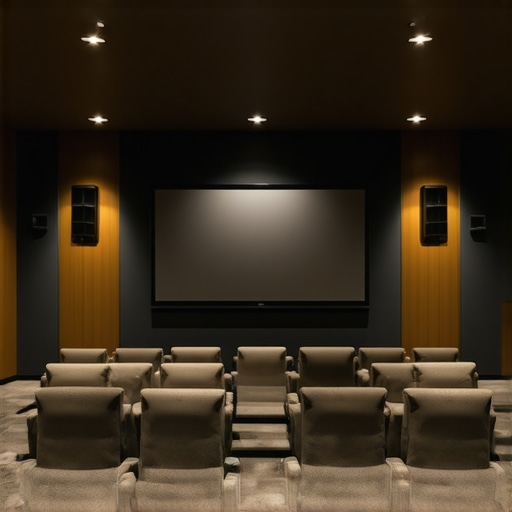 Illustration of a home theater room with highlighted zones for ceiling, walls, and floor lighting, each controllable independently.