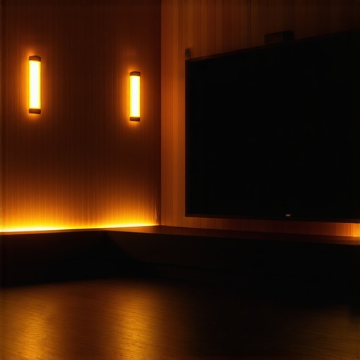 Close-up view of a sophisticated home theater lighting system with multiple LED zones and diffuse surfaces.