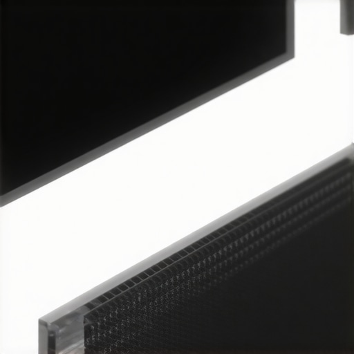 Magnetic LED strip mounts attached to carbon-fiber surface for home theater bias lighting