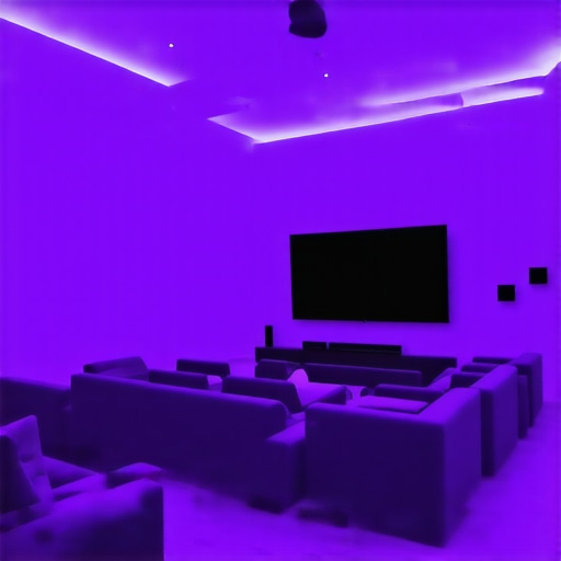 A home theater with advanced RGB LED strips offering customizable ambient lighting for an immersive experience.