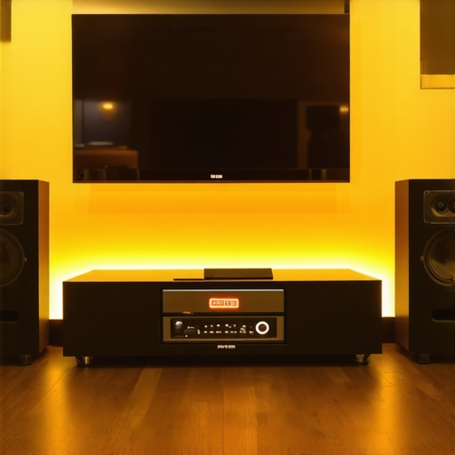 Advanced spectral tuning LED lighting system in a home theater environment, demonstrating spectrum control panels and diffusers.