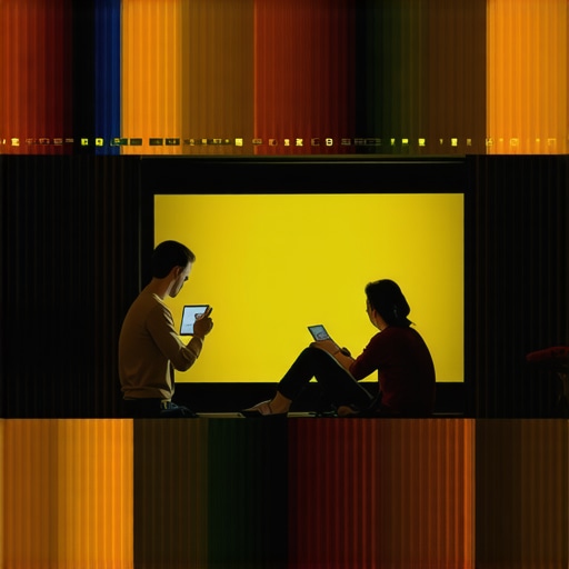 Technicians adjusting spectrally tuned bias lighting for optimal color matching in a modern home theater