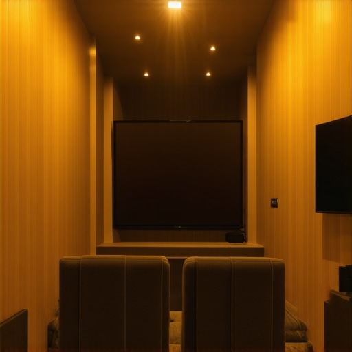 Modern home theater with customized bias and backlighting for immersive viewing