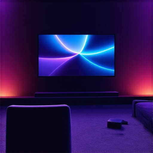 High-end home theater room showcasing LED bias lighting optimized for 2026 OLED specifications.