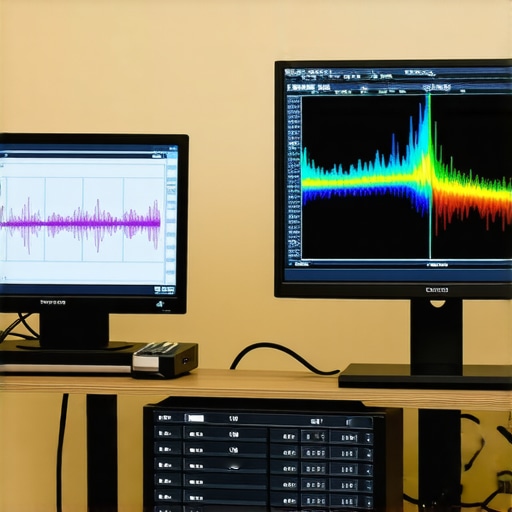 Spectrometric device measuring LED light spectra in a home theater environment.