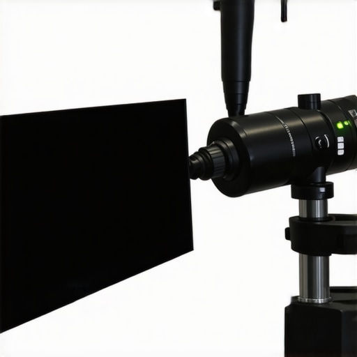 Spectrometer measuring the spectral profile of ambient lighting in a high-end home theater.