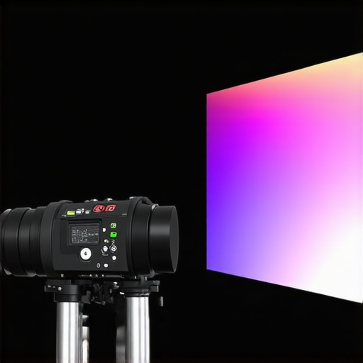 A professional spectrometer analyzing LED spectral output in a high-end home theater.