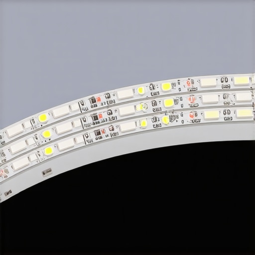 LED strip installation with aluminum mounts and thermal sensors on a curved HDR display.